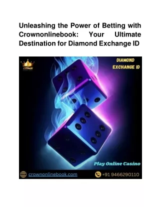 Unleashing the Power of Betting with Crownonlinebook_ Your Ultimate Destination for Diamond Exchange ID