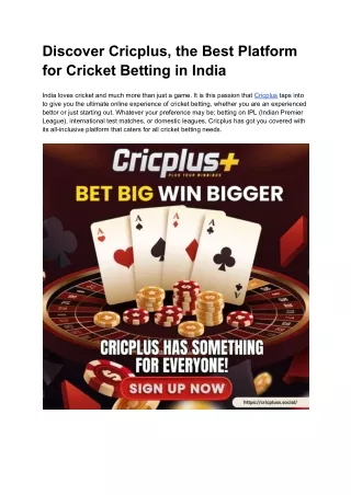Discover Cricplus, the Best Platform for Cricket Betting in India