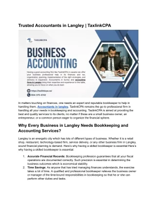 Trusted Accountants in Langley _ TaxlinkCPA