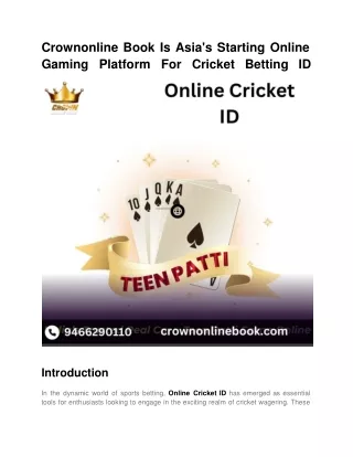 Crownonline Book Is Asia's Starting Online Gaming Platform For Cricket Betting I