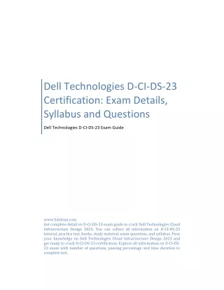 Dell Technologies D-CI-DS-23 Certification: Exam Details, Syllabus and Questions