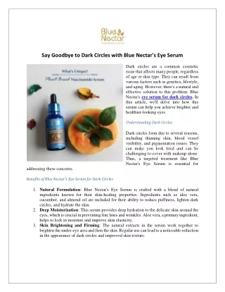 Say Goodbye to Dark Circles with Blue Nectar's Eye Serum