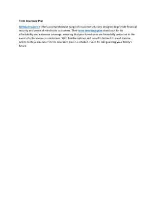 Term Insurance Plan