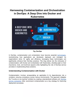 Harnessing Containerization and Orchestration in DevOps: A Deep Dive into Docker