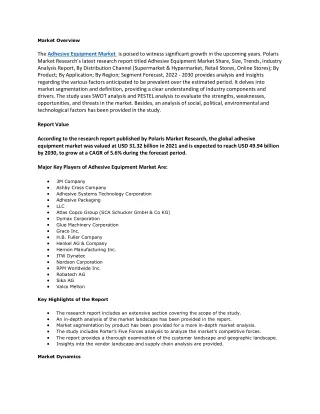 Adhesive Equipment Market