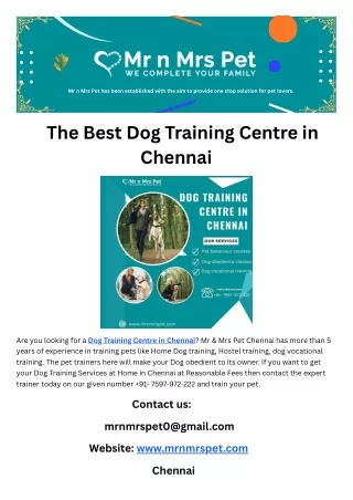 The Best Dog Training Centre in Chennai