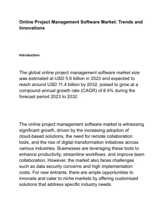 Online Project Management Software Market: Innovations and Best Practices
