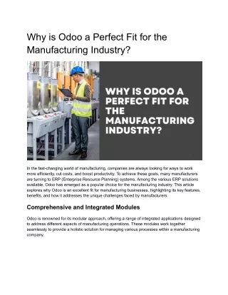 Why Odoo is a Perfect Fit for the Manufacturing Industry