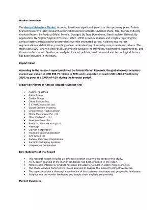 Aerosol Actuators Market