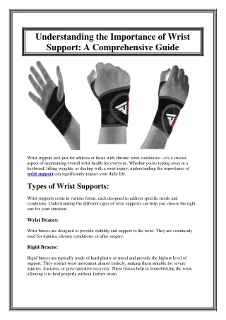 Understanding the Importance of Wrist Support A Comprehensive Guide