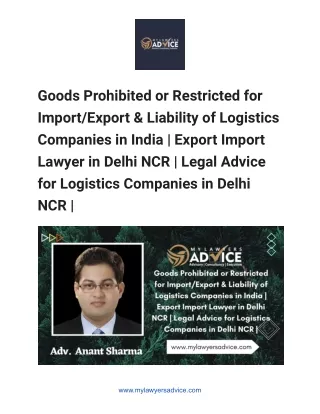 Goods Prohibited or Restricted for Import_Export & Liability of Logistics Companies in India - Google Docs