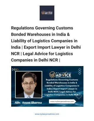 Regulations Governing Customs Bonded Warehouses in India & Liability of Logistics Companies in India - Google Docs