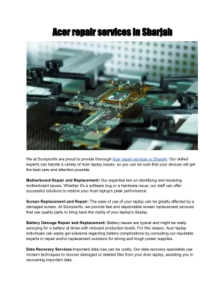 Acer repair services in Sharjah