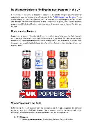 which poppers are the best