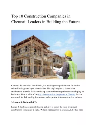 Top 10 Construction Companies in Chennai_ Chennai top 10