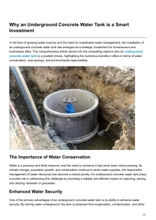 Why an Underground Concrete Water Tank is a Smart Investment