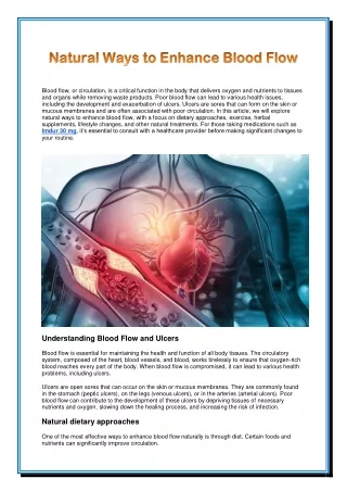 Natural Ways to Enhance Blood Flow