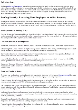 Roofing Safety: Protecting Your Workers as well as Home