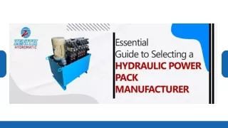 Essential Guide to Selecting a Hydraulic Power Pack Manufacturer