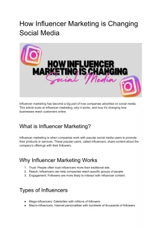 How Influencer Marketing is Changing Social media