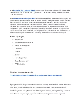 Anti-Reflective Coatings Market