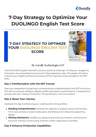 7-Day Strategy to Optimize Your DUOLINGO English Test Score