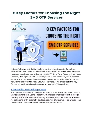 Read 8 Key Factors for Choosing the Right SMS OTP Services