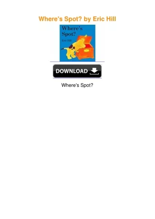Where's Spot? by Eric Hill