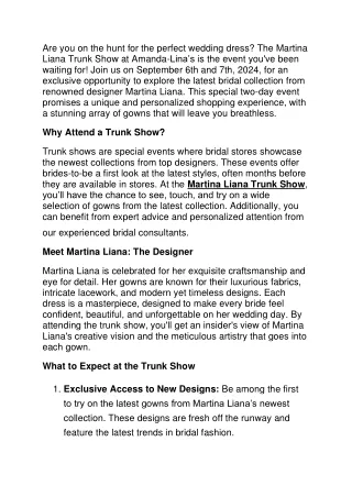 Discover Your Dream Dress at the Martina Liana Trunk Show!
