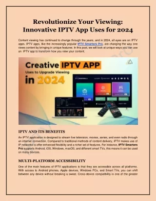 Revolutionize Your Viewing - Innovative IPTV App Uses for 2024