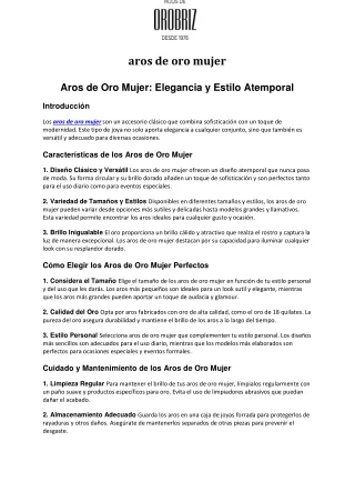 aros de oro mujer
