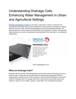 Reliable Drain Cell Mat Supplier: Ensuring Superior Drainage Solutions