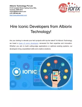 Hire Iconic Developers from Albiorix Technology