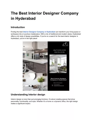 The Best Interior Designer Company in Hyderabad