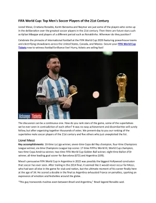Top Men's Soccer Players of the 21st Century