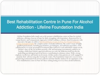 Best De-Addiction Centre In Pune - Lifeline Foundation India