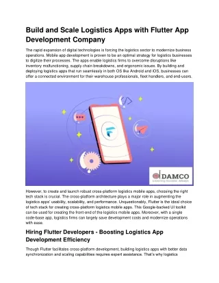 Design Cost-effective Logistics Apps with Flutter Development Company