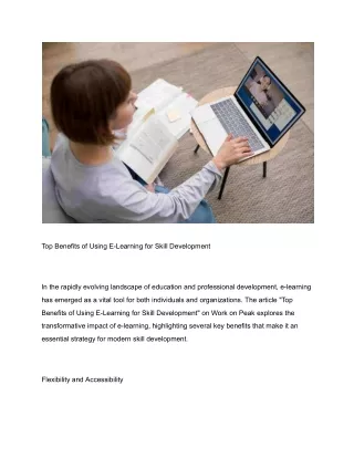 Top Benefits of Using E-Learning for Skill Development