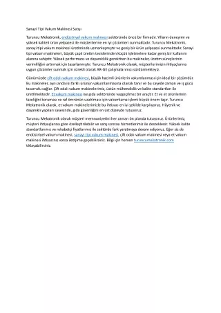 Sanayi Tipi Vakum Makinesi Satisi
