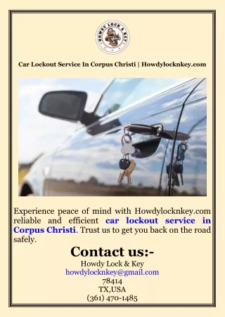 Car Lockout Service In Corpus Christi  Howdylocknkey.com