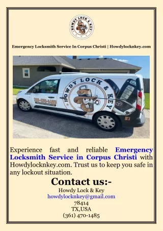 Emergency Locksmith Service In Corpus Christi  Howdylocknkey.com