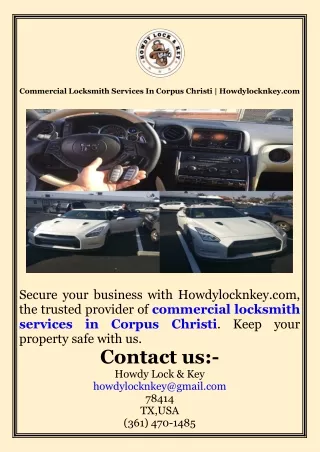 Commercial Locksmith Services In Corpus Christi  Howdylocknkey.com