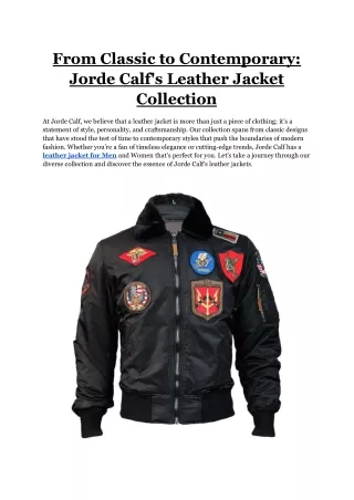 From Classic to Contemporary_ Jorde Calf's Leather Jacket Collection