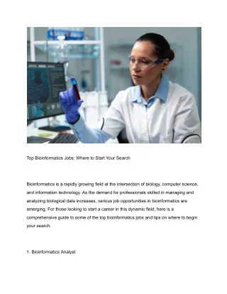 Top Bioinformatics Jobs: Where to Start Your Search
