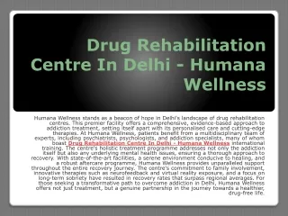 Best Drug Rehabilitation Centre In Delhi - Humana Wellness