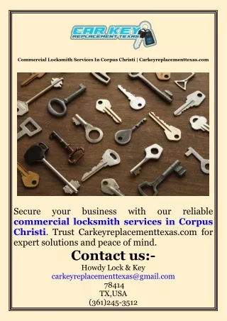 Commercial Locksmith Services In Corpus Christi  Carkeyreplacementtexas.com