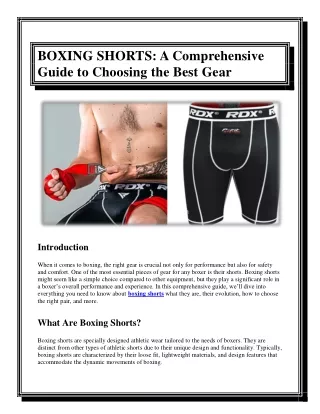 BOXING SHORTS A Comprehensive Guide to Choosing the Best Gear