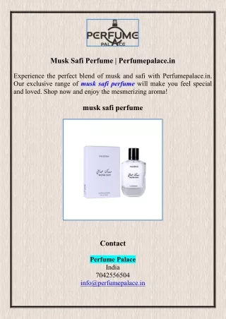 Musk Safi Perfume | Perfumepalace.in