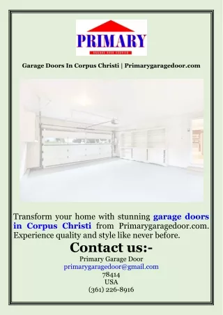 Garage Doors In Corpus Christi  Primarygaragedoor.com