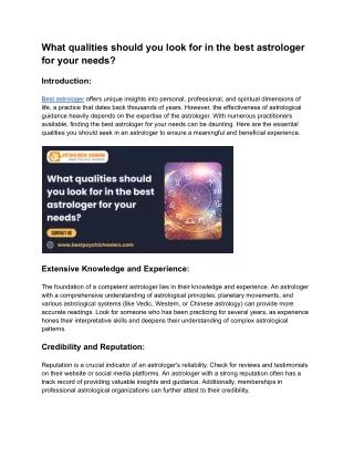 What qualities should you look for in the best astrologer for your needs_